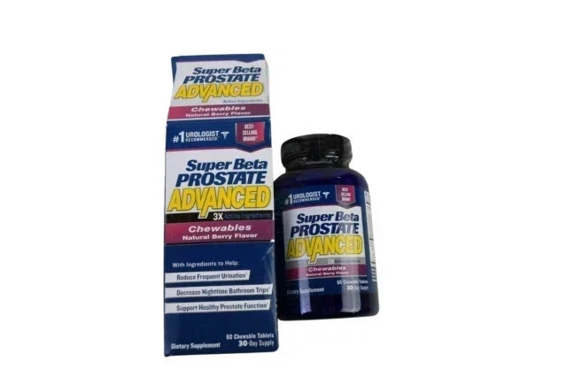 Super Beta Prostate Advanced Chewables Natural Berry 60 Ct Pack of 3 Free Shipp