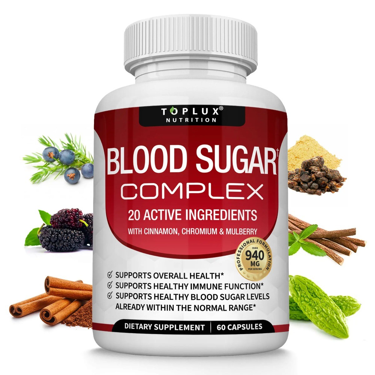 Blood Sugar Complex – 20 Vitamins & Minerals, Supports Healthy Glucose