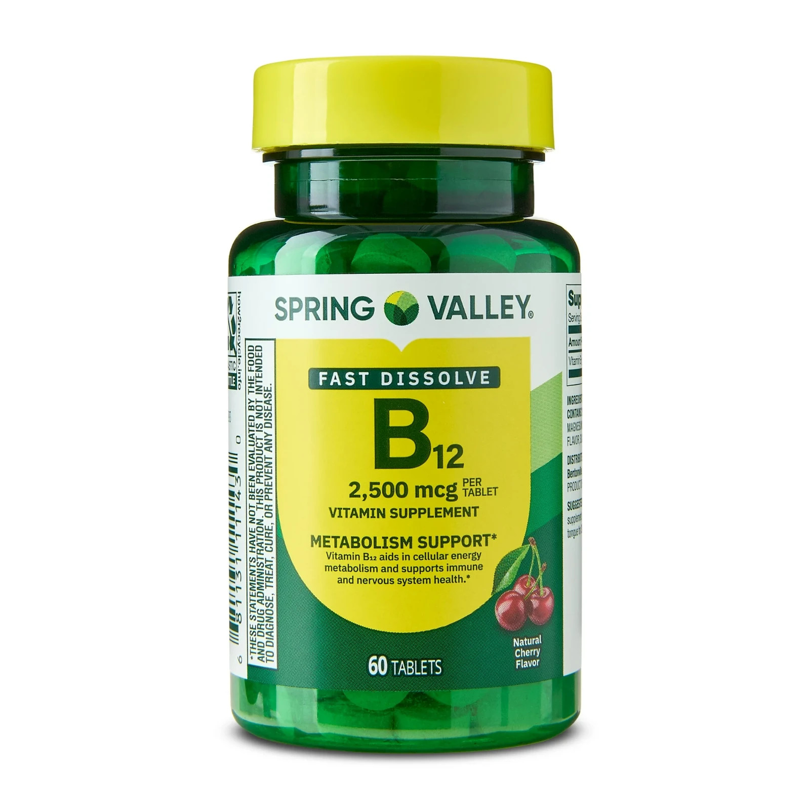 Spring Valley Vitamin B12 2500 mcg 60 Ct – Quick Dissolve Energy Support Tablets