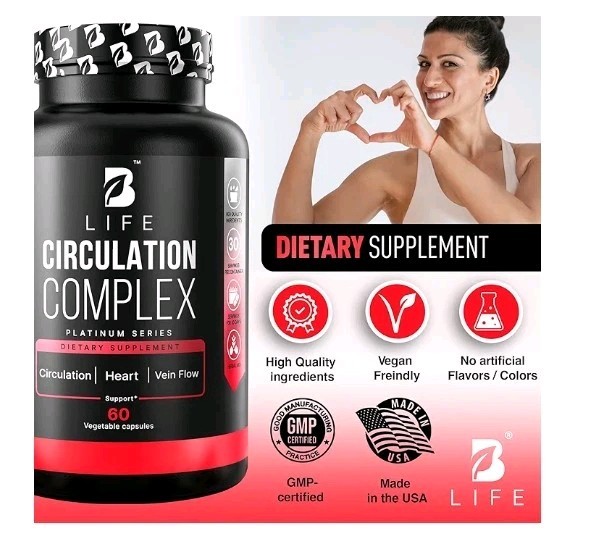 Circulation Support Supplement for Vein & Artery Health Vascular Support. B8