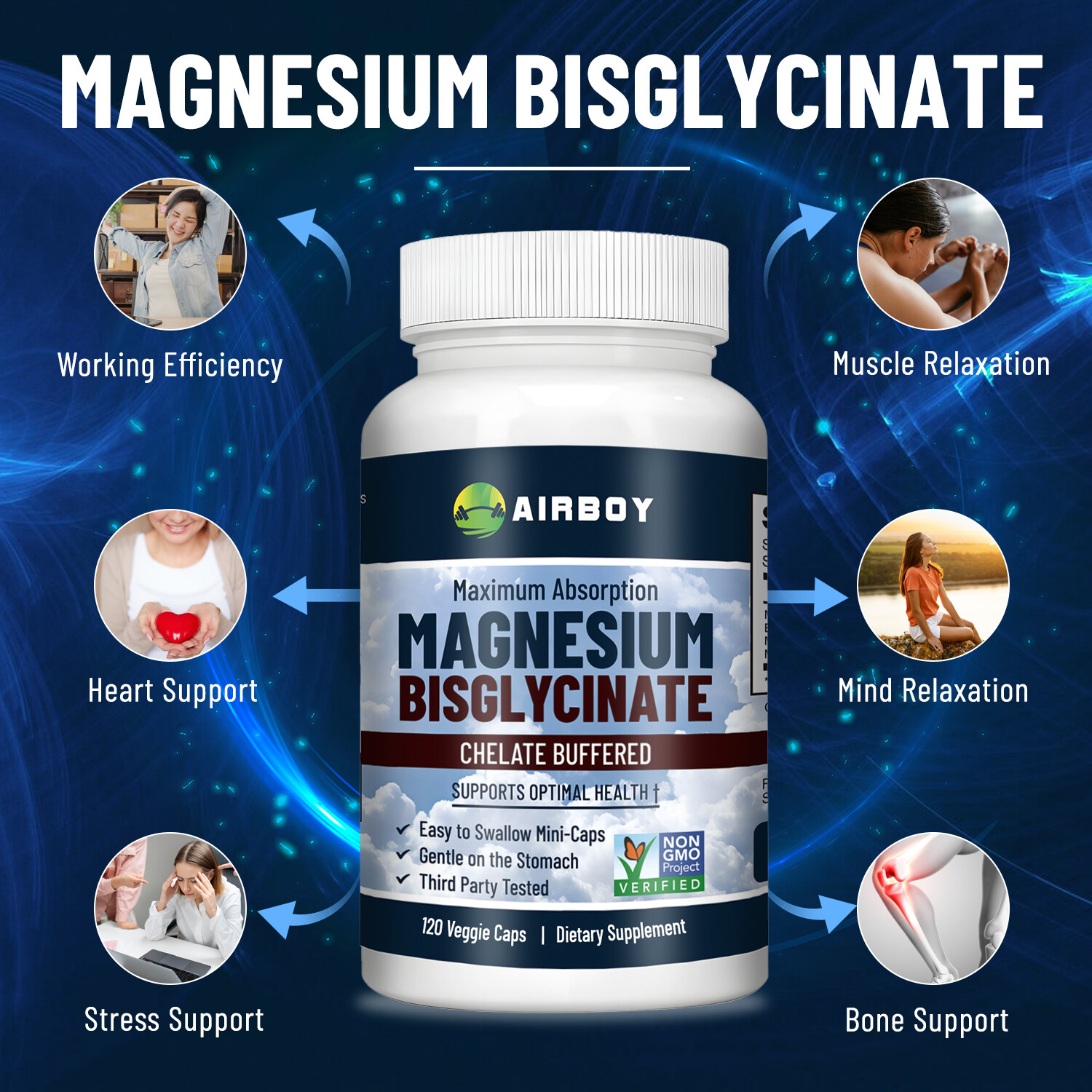 Magnesium Bisglycinate – High Absorption Chelated, Bones Joint & Muscle Support