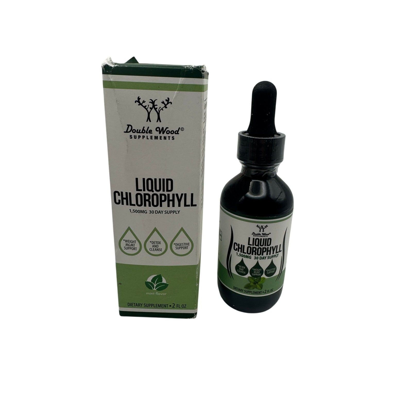Double Wood Liquid Chlorophyll Dietary Supplements Mint Flavor 2 Oz – Exp 8/2027