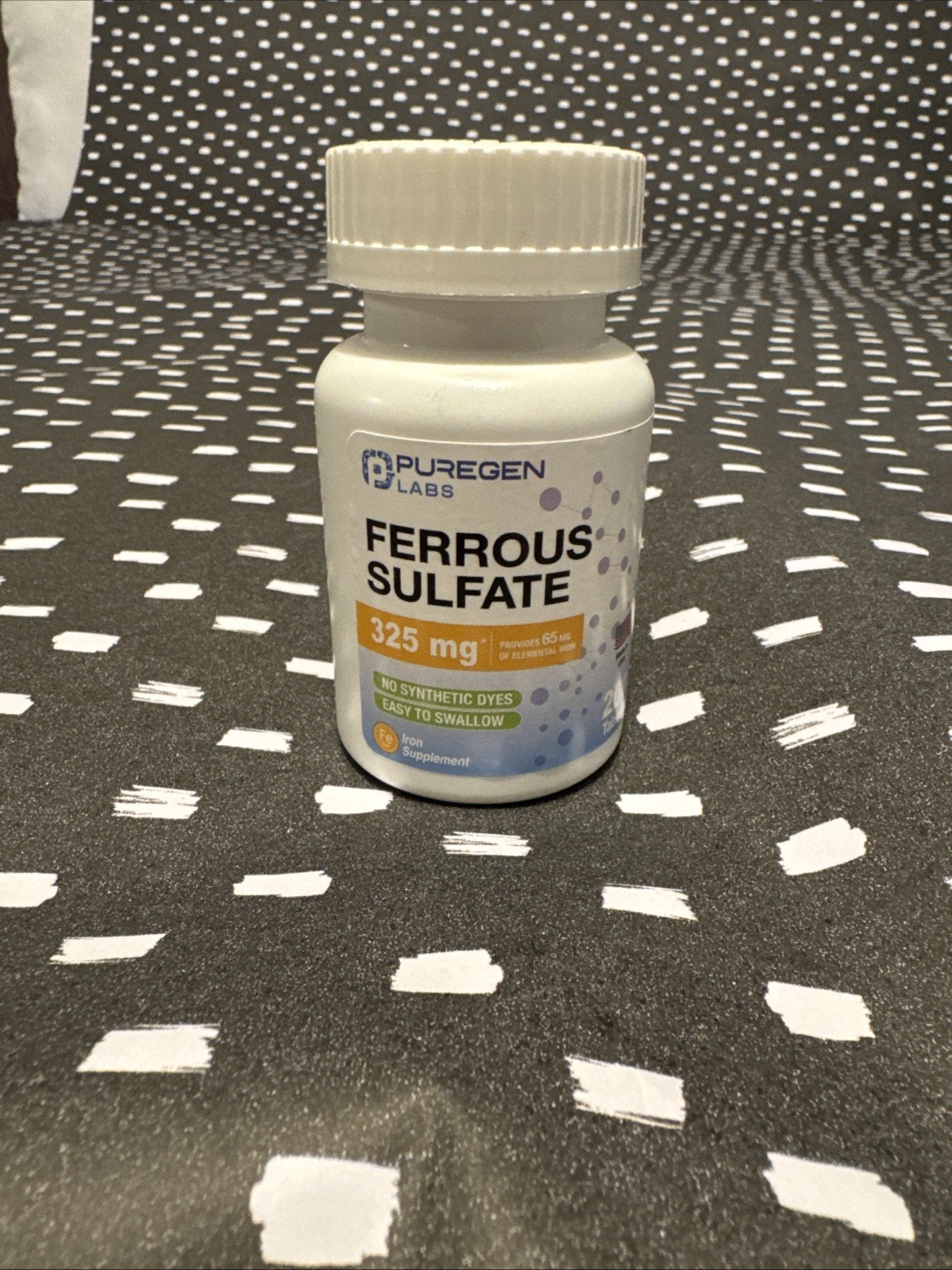 Puregen Labs Ferrous Sulfate 325 mg 65 mg Elemental Iron High Potency Iron Su…