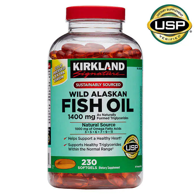 Kirkland Signature Wild Alaskan Fish Oil 1400 mg, 230 Softgels Exp: 05/25