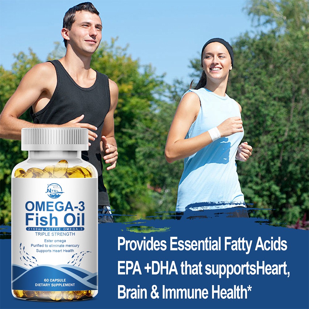 Triple Strength Omega-3 Fish Oil 2160mg Capsules,Supports Heart Health 60 Caps
