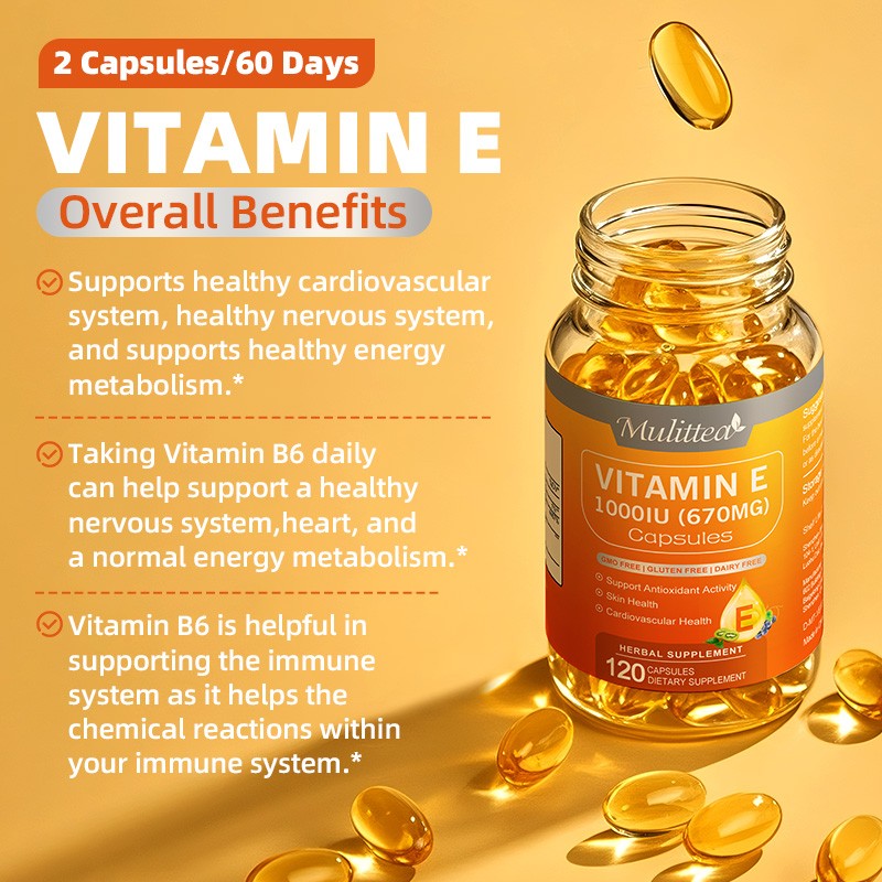 Vitamin E 1000 IU 670mg Softgels – Skin &Immune Health Antioxidant Support 120ct