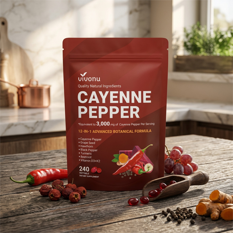 Cayenne Pepper Softgels 3000mg, 12-in-1 Heart & Circulation Support 240Ct