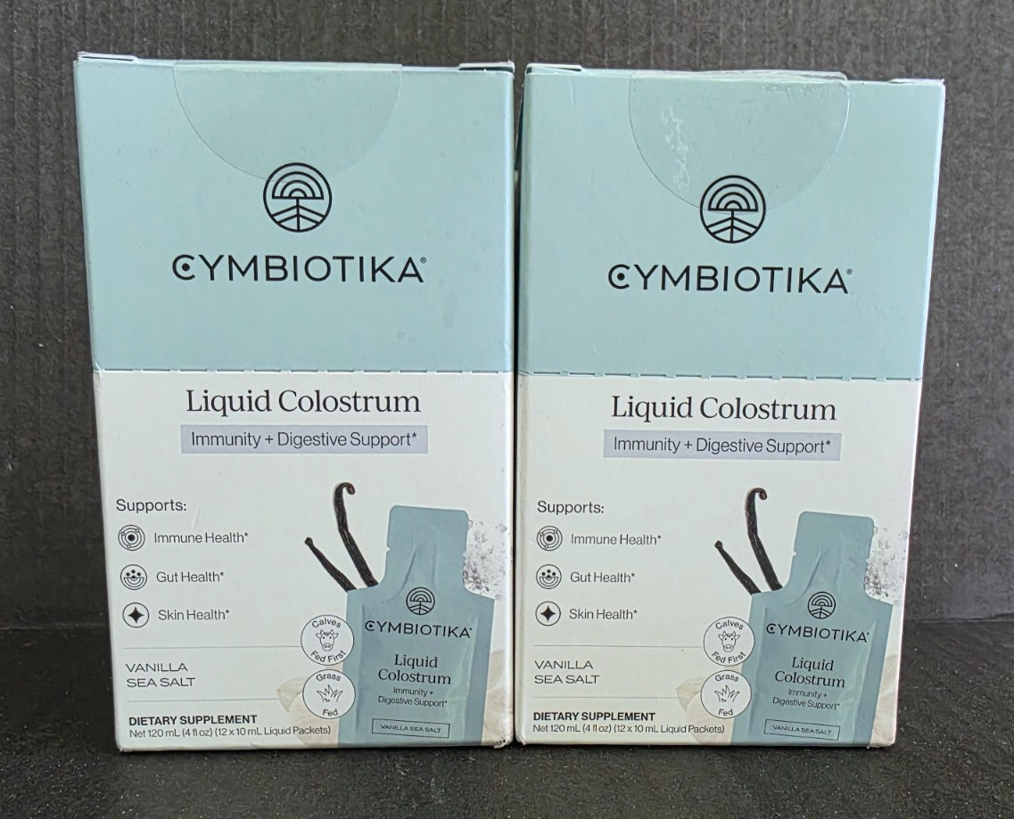 CYMBIOTIKA Liquid Colostrum, Grass-Fed, Immune, Gut & Skin Health, 12 packets x2