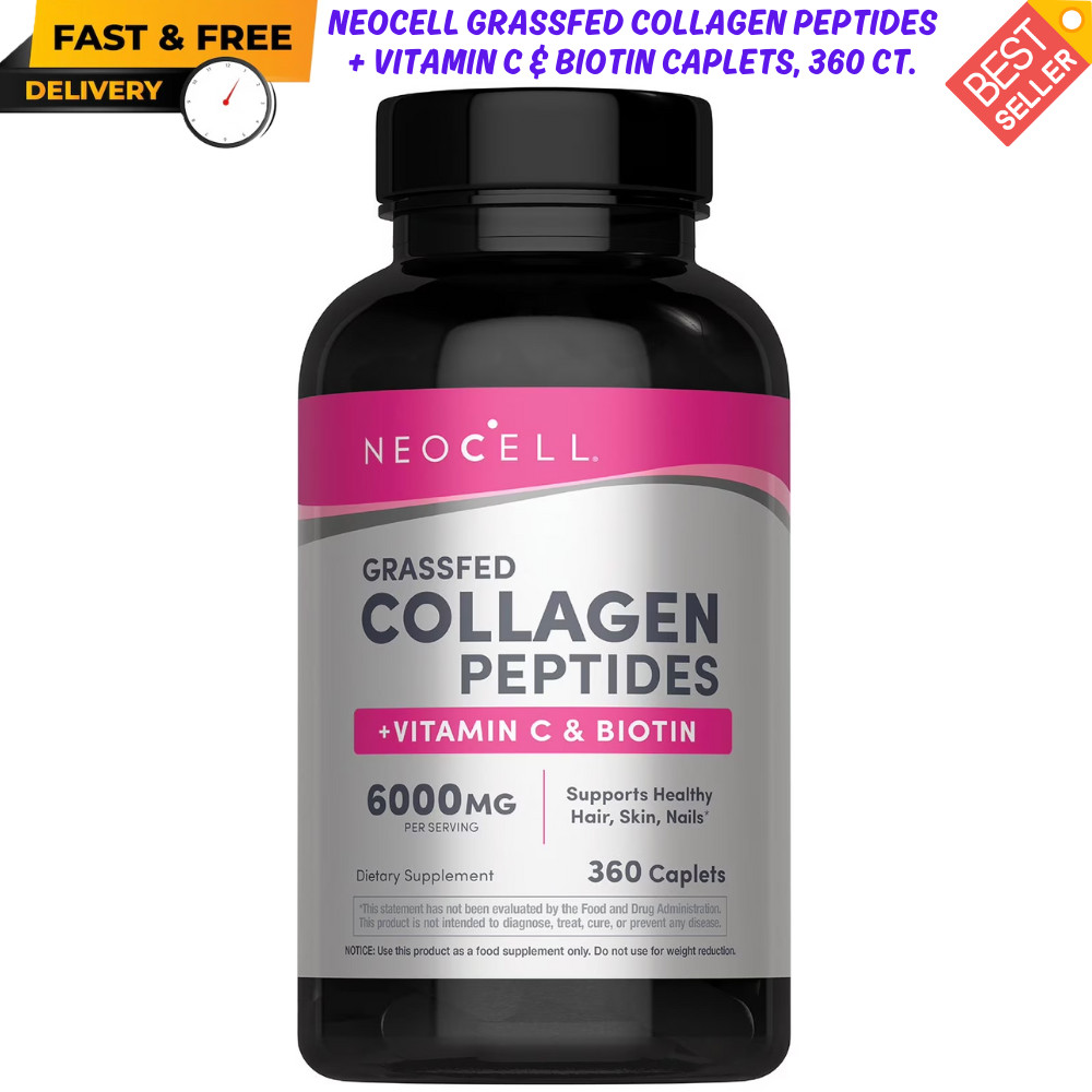 NeoCell Grassfed Collagen Peptides + Vitamin C & Biotin Caplets, 360 ct. Non-GMO