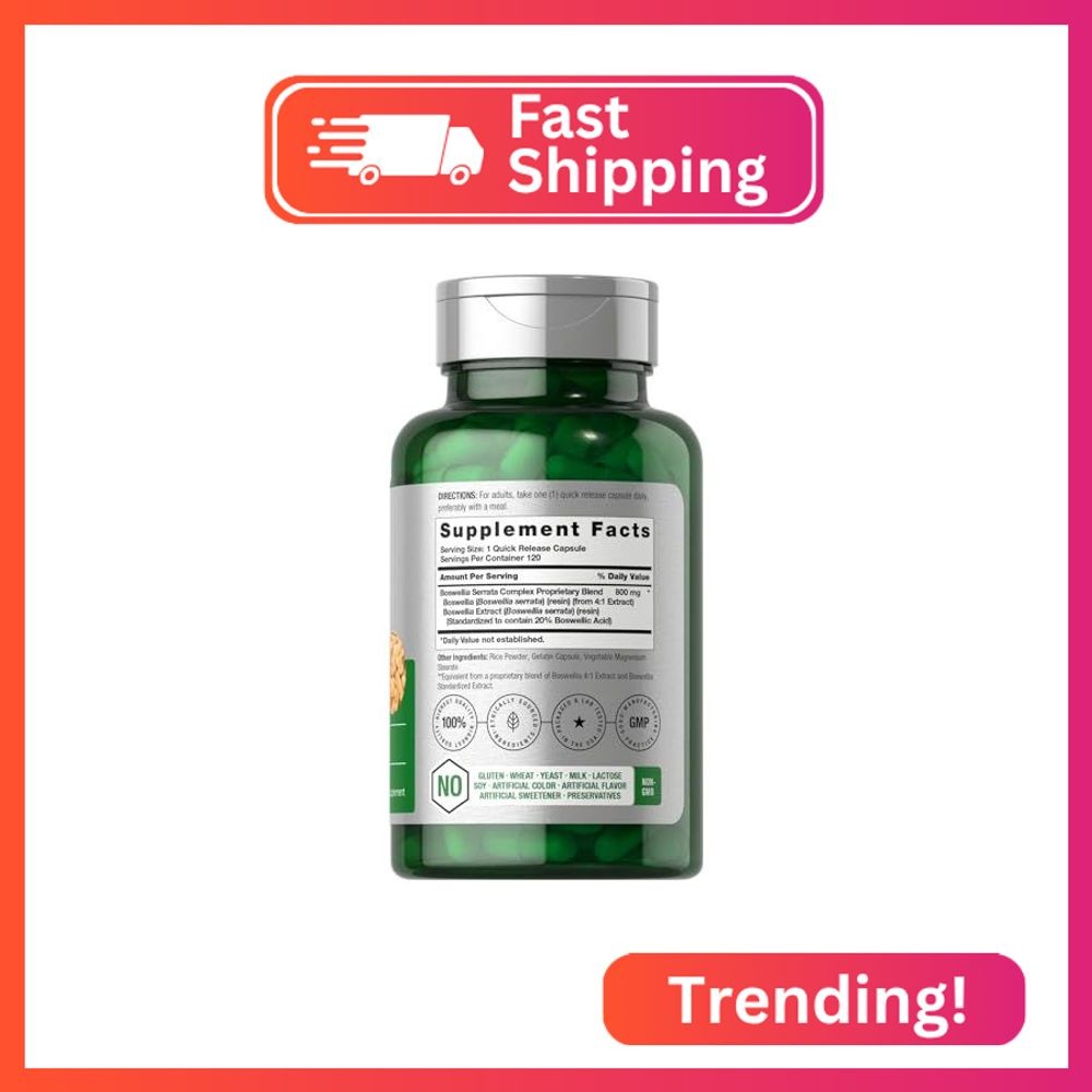 Horbäach Boswellia Serrata Extract Capsules | 120 Count | Herbal Supplement | No