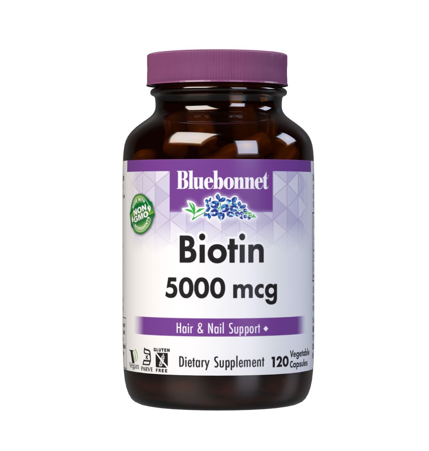 1/28 Bluebonnet Nutrition Biotin 5000 mcg, Hair & Nail Support*, Non-GMO, Vegan,