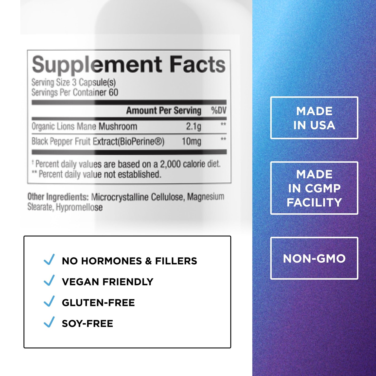 Organic Lions Mane Mushroom Supplement for Mental Clarity Focus & Immune Supp…