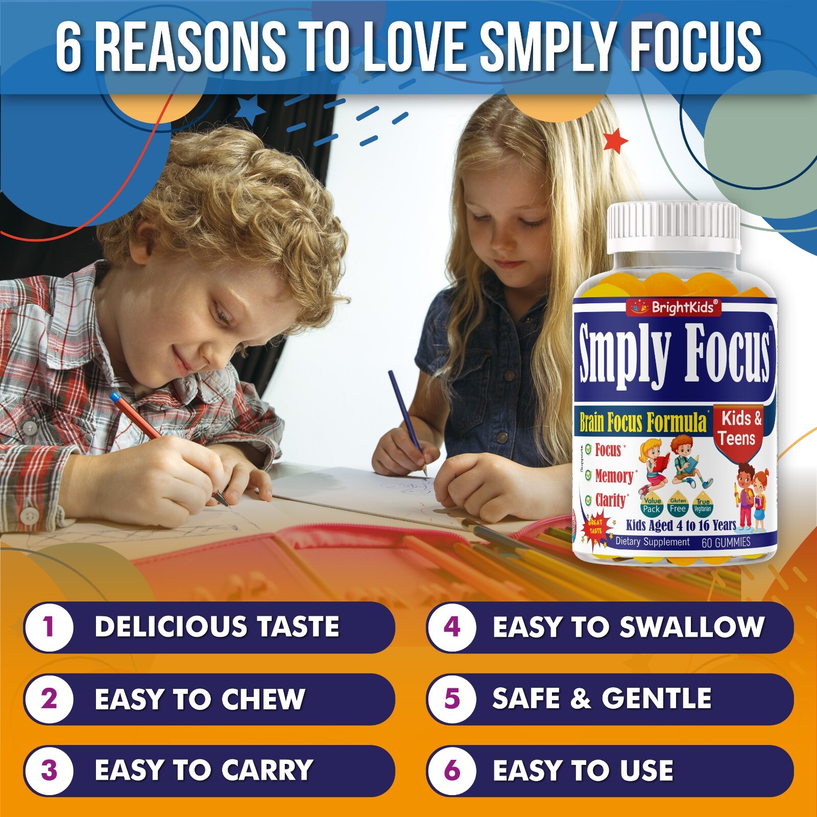 Memory Gummies for Brain Support for Memory, Focus, Concentration, Learning