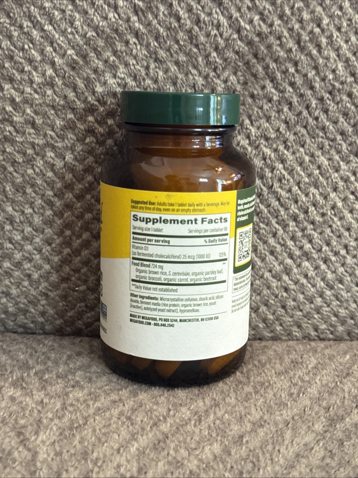 Vitamin D3 60 Tabs 1000 IU by MegaFood – 06/27 FRESH!