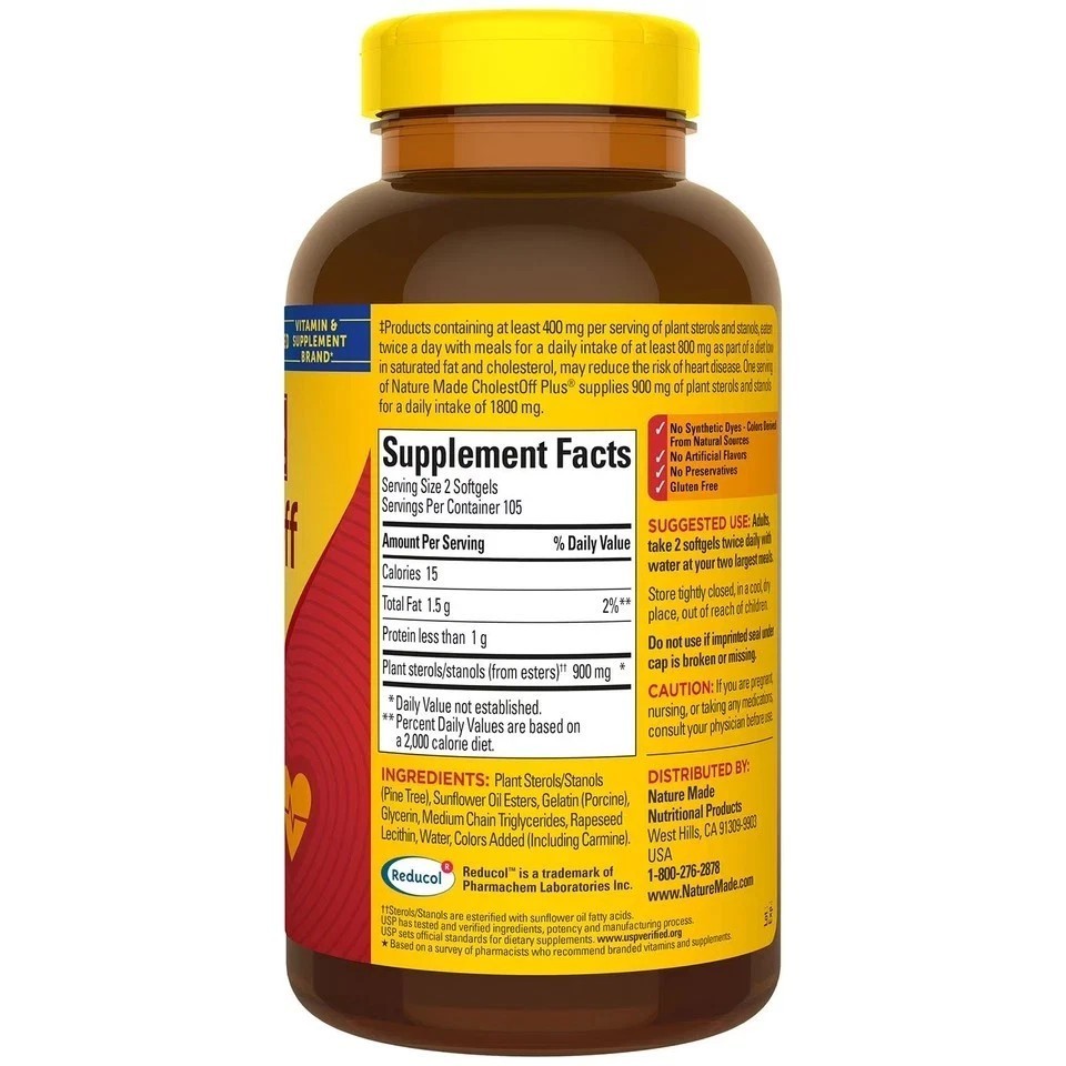 Nature Made CholestOff Plus 900mg 210 Softgels Exp 03/2027 New Sealed