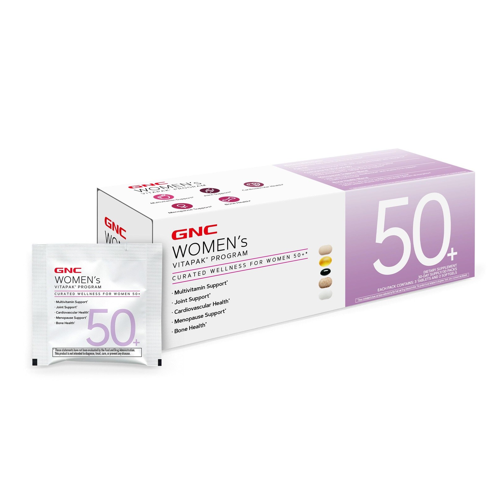 GNC Women’s 50+ Vitapak, 5-in-1 Multivitamin Pack, 30 30 Count (Pack of 1)