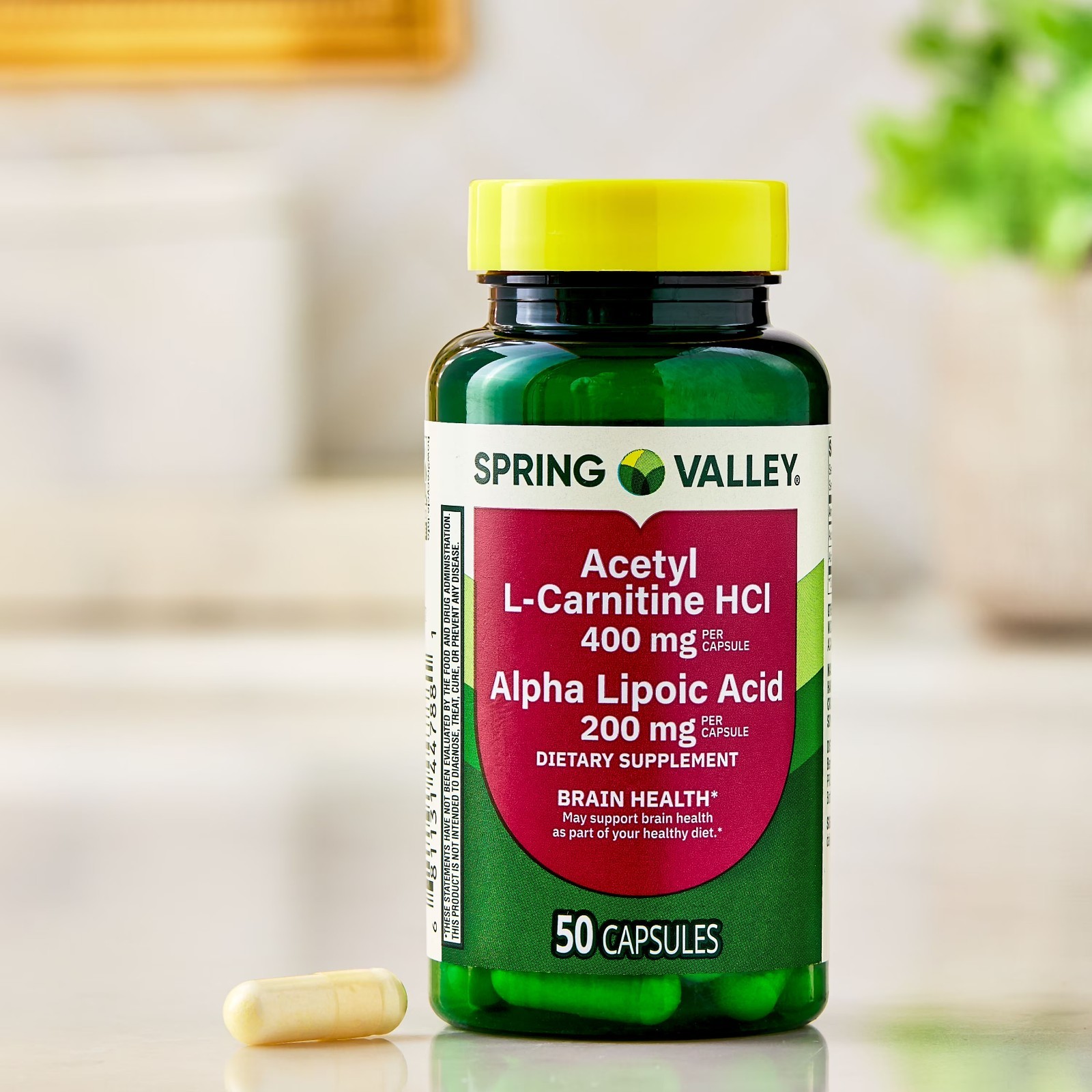 Acetyl L-Carnitine HCI 400 Mg Alpha Lipoic Acid 200 Mg Brain Booster, 50 Caps