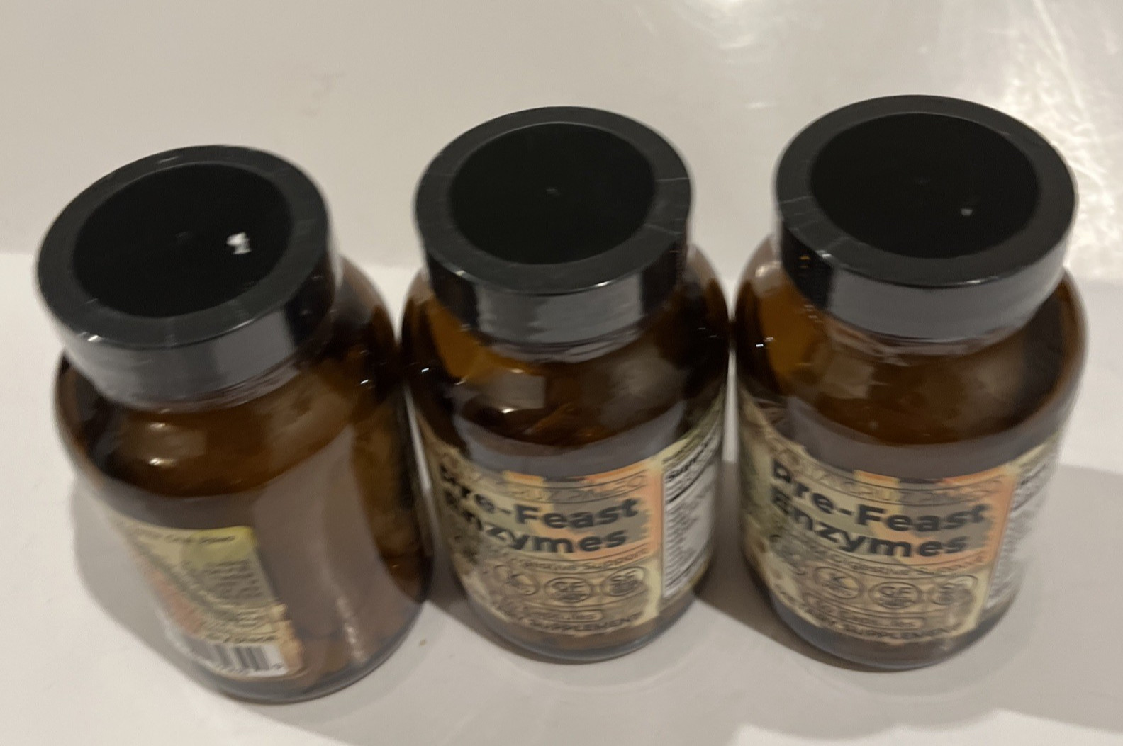 Lot of 3 Santa Cruz Paleo Pre-Feast Enzymes Capsules 180 Count Sealed Exp 09/27