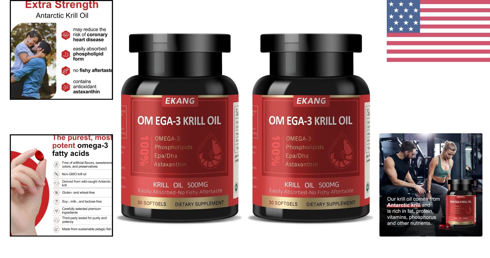 Wild-Caught Omega-3 Krill Oil 500 mg Softgels – Purity and Health in Every Dose