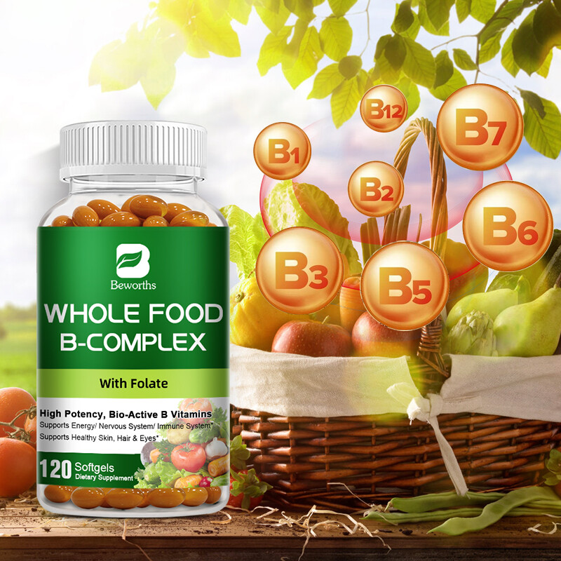 Vitamin B Complex Capsules B1,B2,B3,B5,B6,B7,B9,B12,Immune Support – 120Pills
