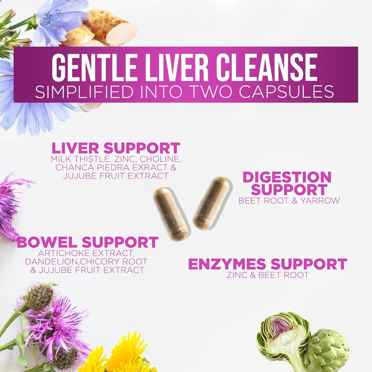 Liver Cleanse & Detox Support Supplement 1166mg with 22 herbs + Milk Thistle
