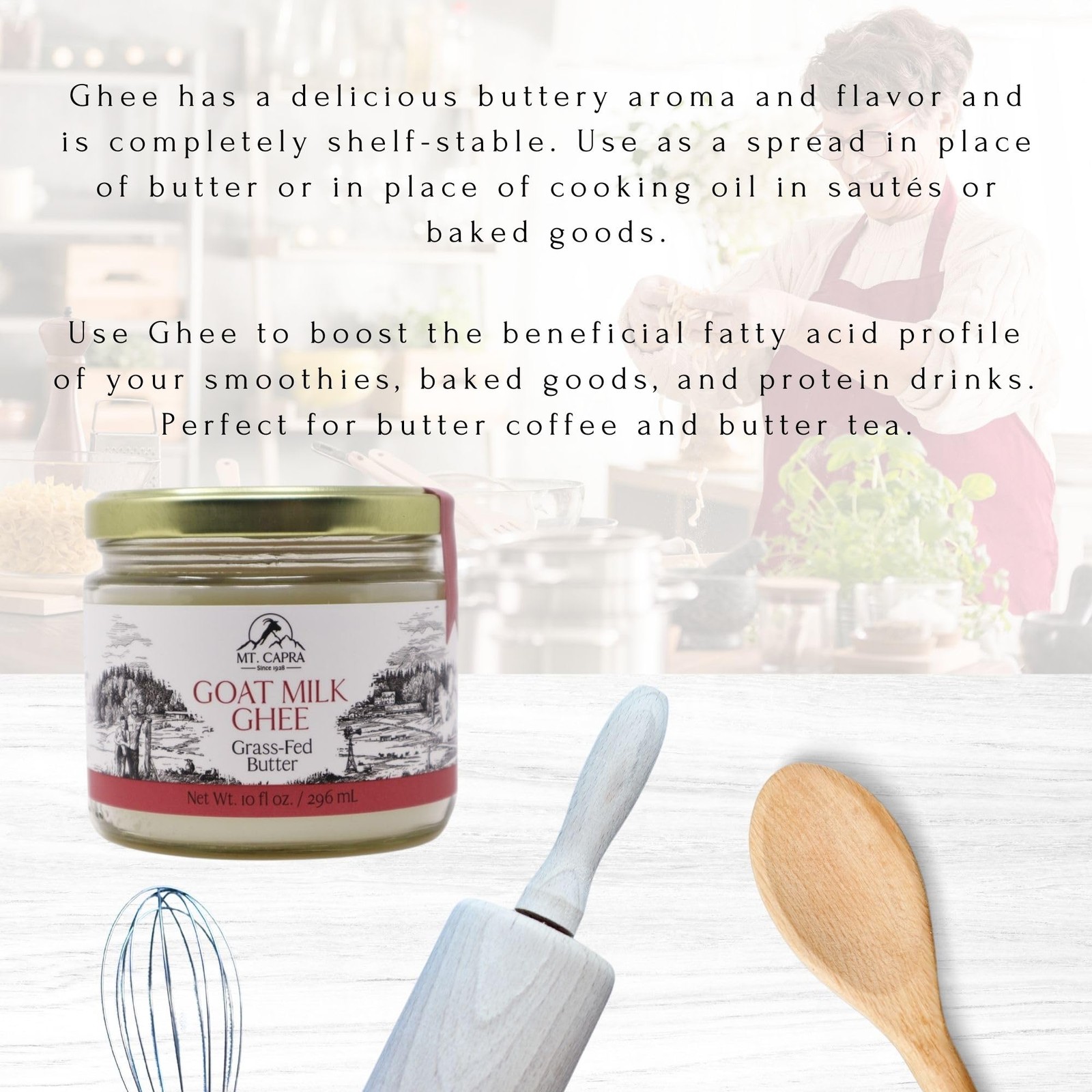 Mt. Capra Goat Milk Ghee | Grass-Fed Clarified Butter 10.01 Fl Oz (Pack of 1)