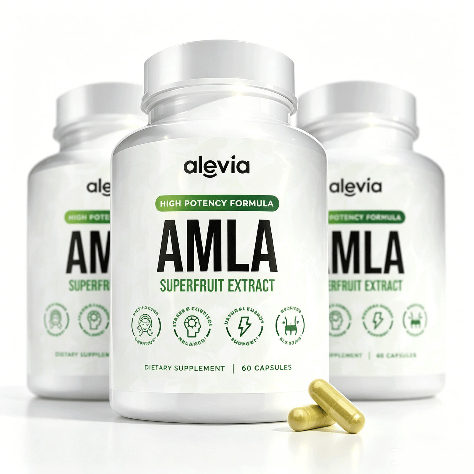 3x Alevia Organic Amla Capsules 1000mg Indian Gooseberry Antioxidant Supplement