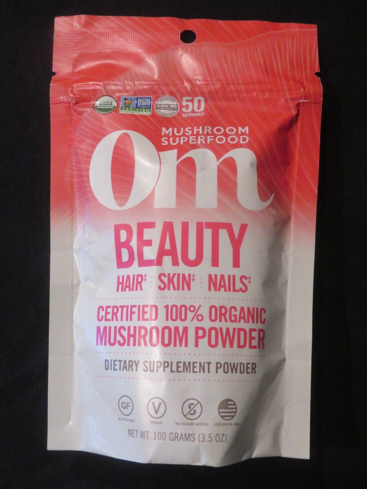 Om Mushroom Superfood Beauty Hair Skin Nails Mushroom Powder 3.5 Oz 50 Servings