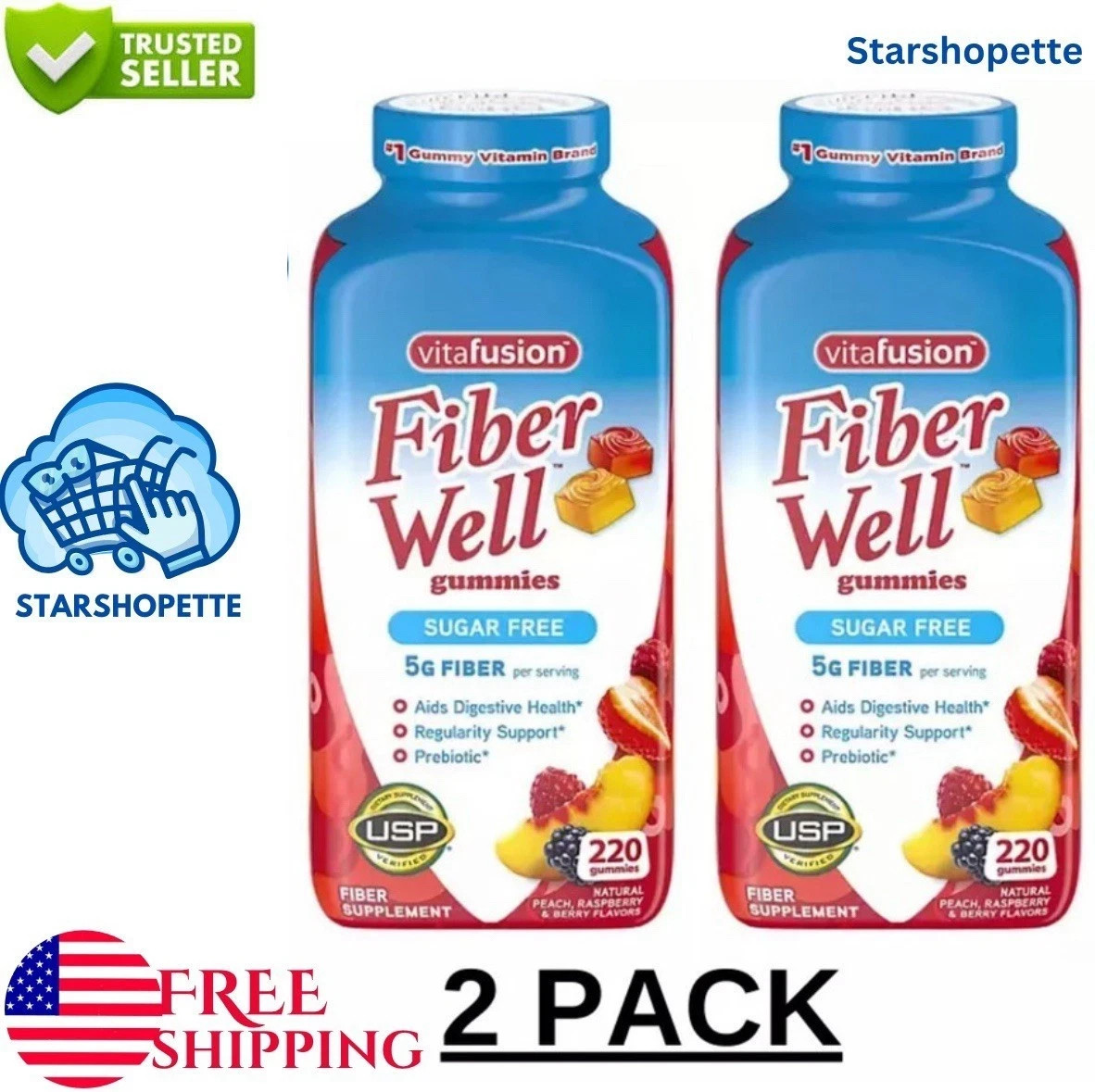2 PACK – Vitafusion Fiber Well Gummies (220 ct.) {Total 440 Gummies}FREE SHIP