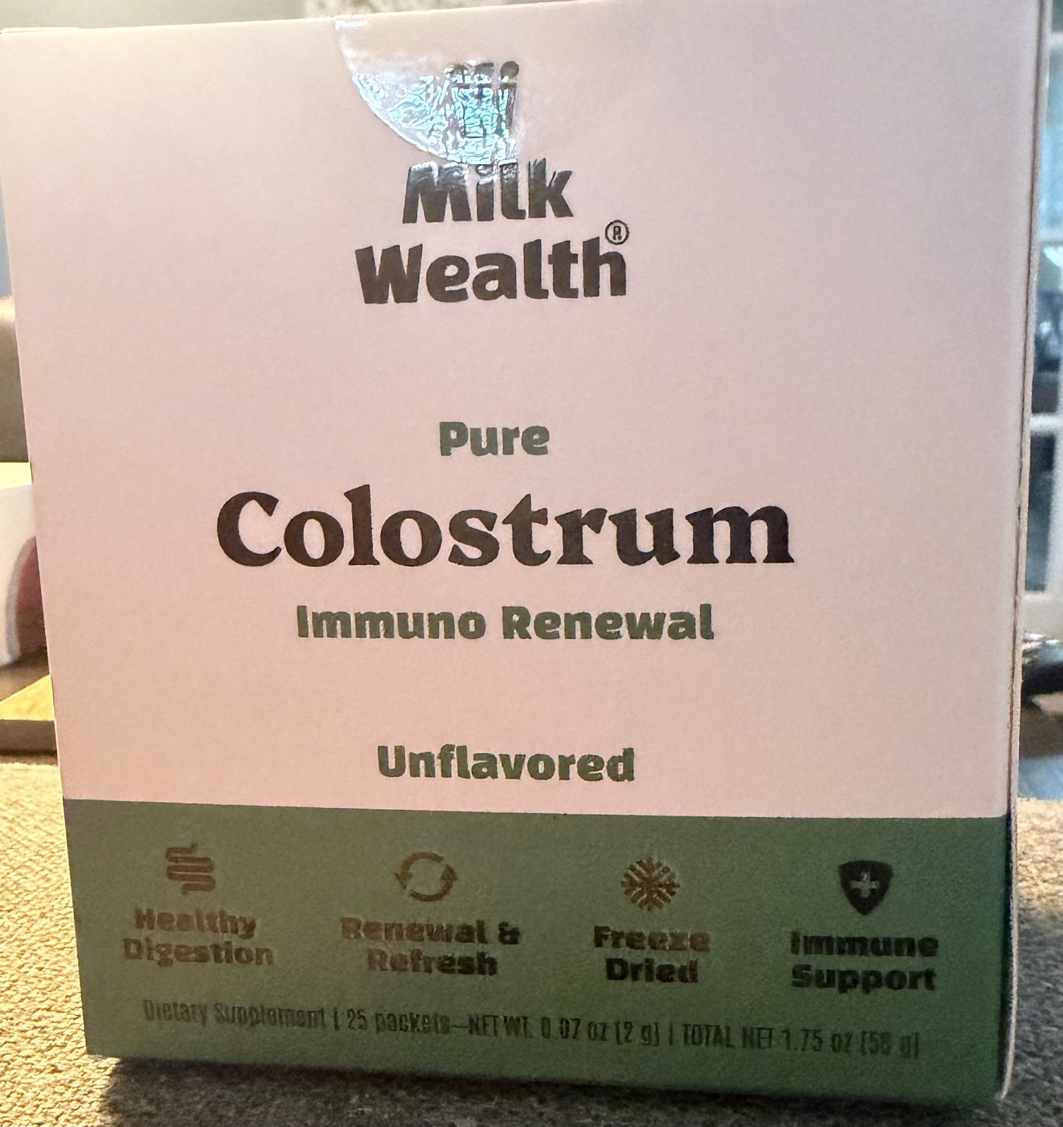 Milk Wealth Bovine Colostrum Powder 50G Igg Gut Health 25 Single-Serve Packets