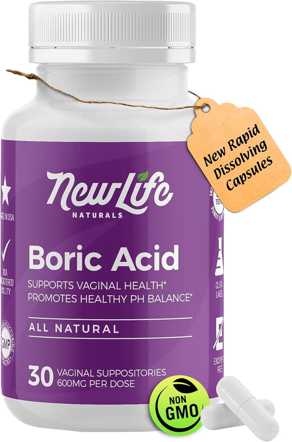 – Boric Acid Suppositories for Women Ph Balance Pills – 600Mg – Feminine Care –