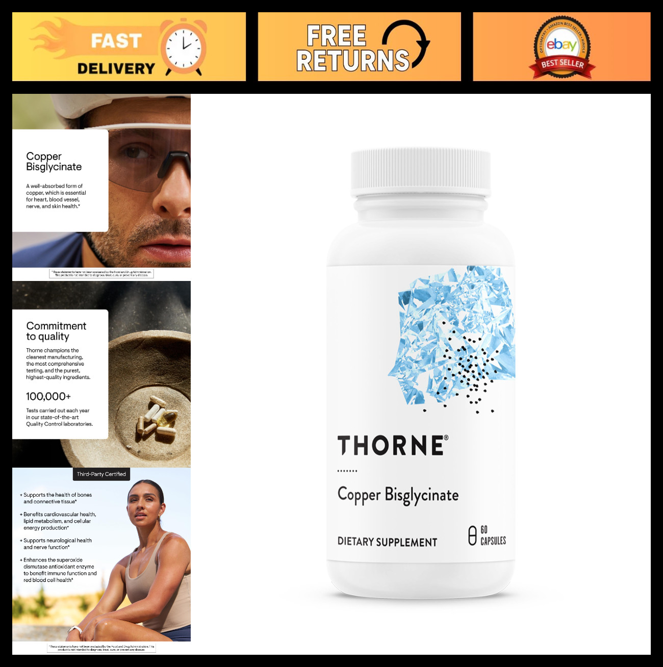 Copper Bisglycinate Supplement – Optimized Mineral Chelate for Heart, Bone & Ski