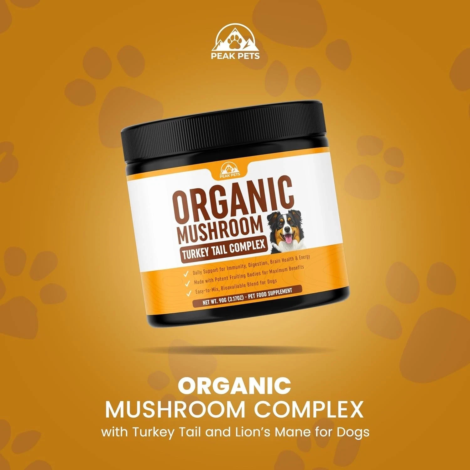 Turkey Tail Mushroom for Dogs Supplement Powder (90g) Organic Mushroom Complex w