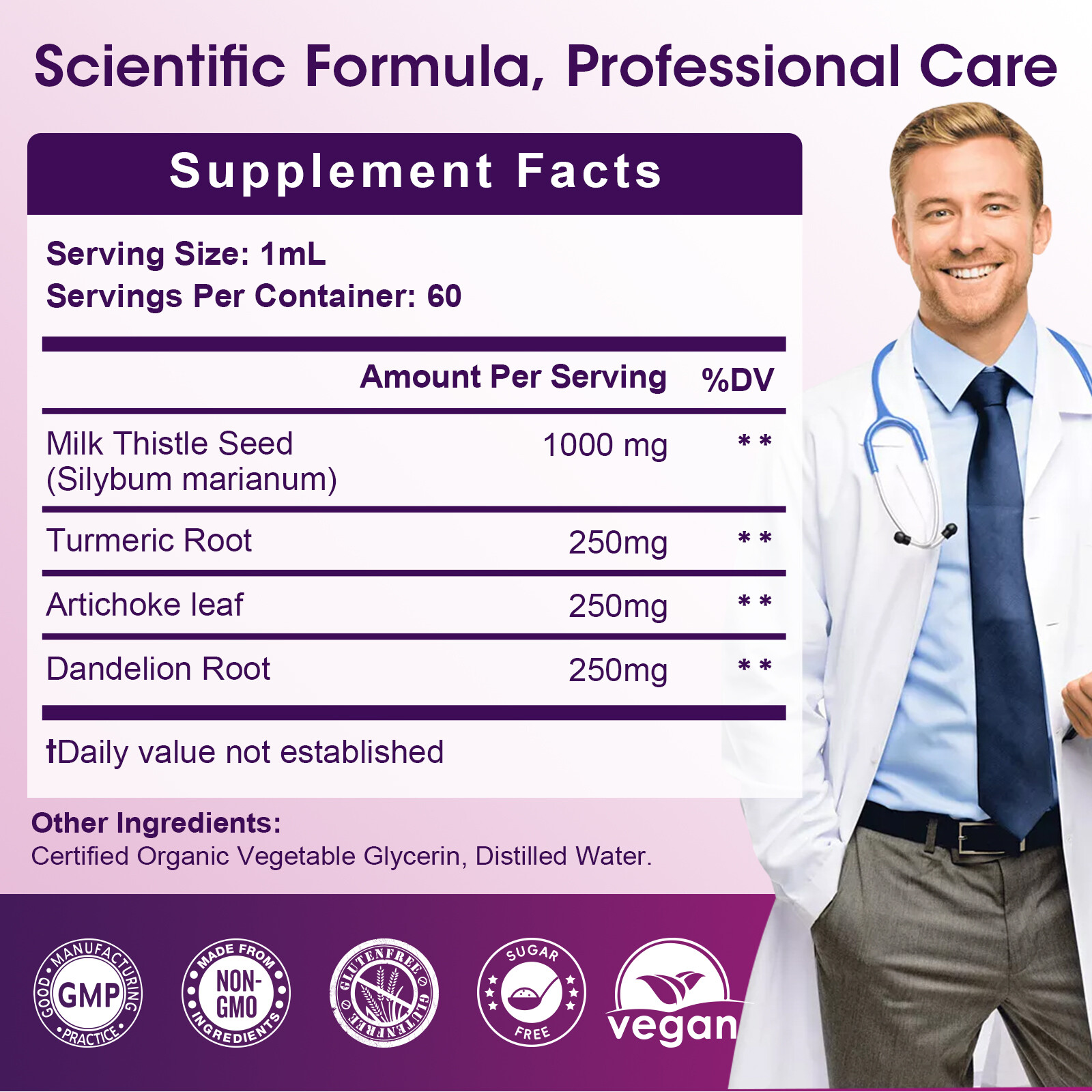Milk Thistle Liquid Drops Silymarin 1000mg, Liver Supplement Detox & Cleanse