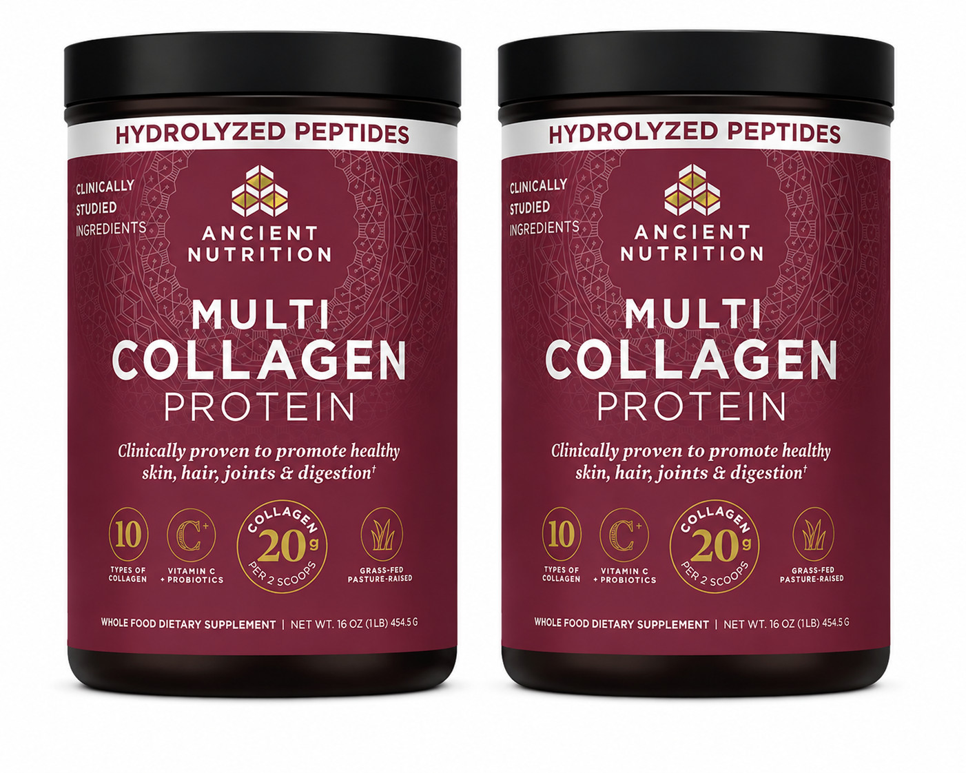 Multi Collagen Protein Powder Unflavored 16 oz (454.5g) – Pack of 2