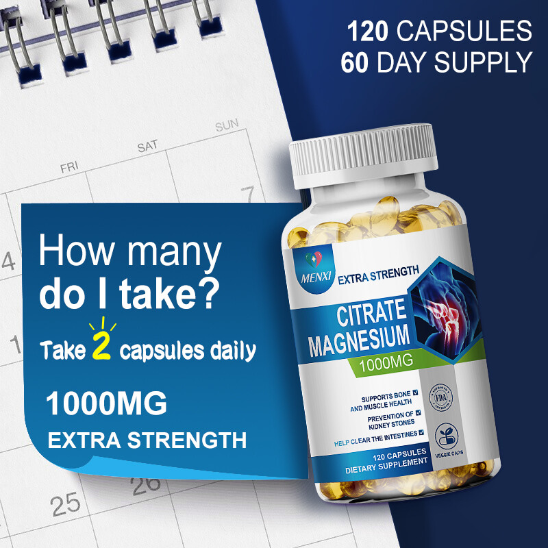 Magnesium Citrate Capsules 1000mg Per Serving – Highest Potency 240 Capsules