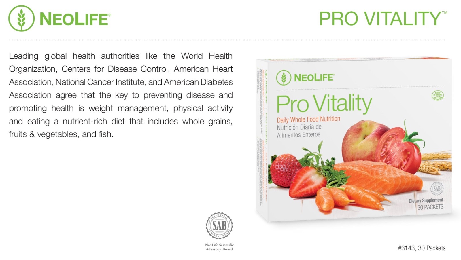 NeoLife PRO-VITALITY From whole grains, fruits and vegetables and fish 