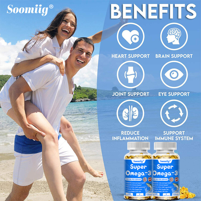 Omega 3 Supplements Brain Heart Health Support Immune 120 Softgels Non GMO
