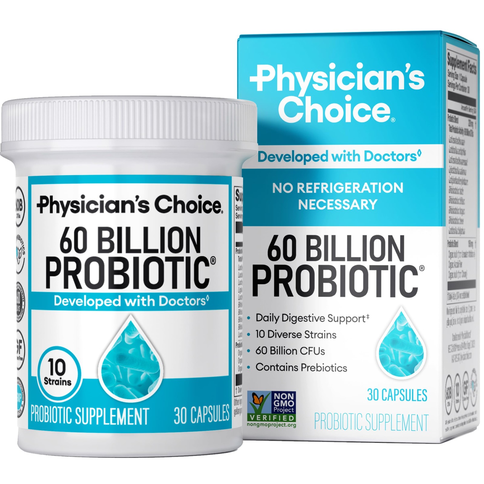 Probiotics 60 Billion CFU – 10 Strains + Organic Prebiotics – Immune, Digesti…