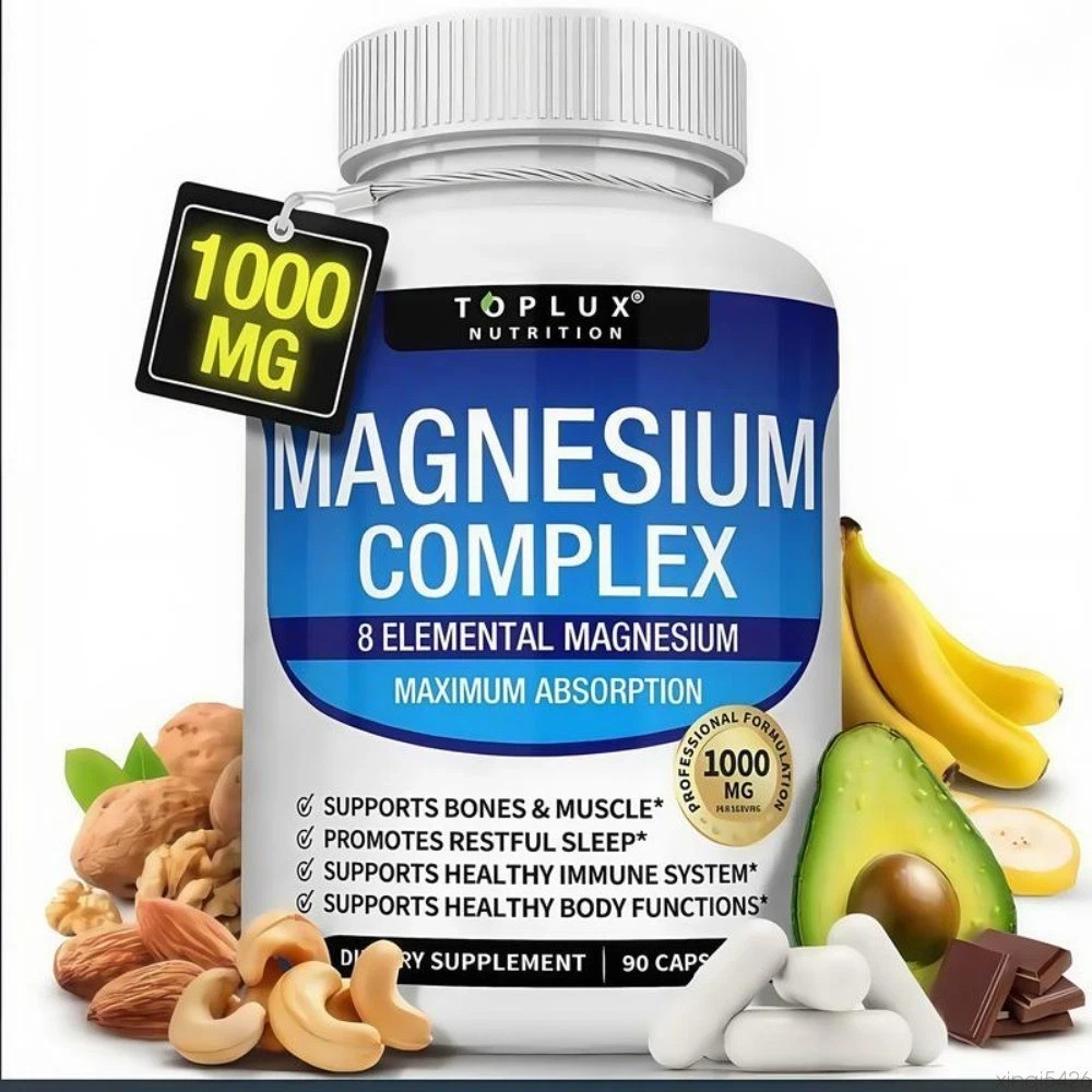 Magnesium Complex 1000mg 7 Types | Sleep Muscle Caps Promote 90 Bone TopLux