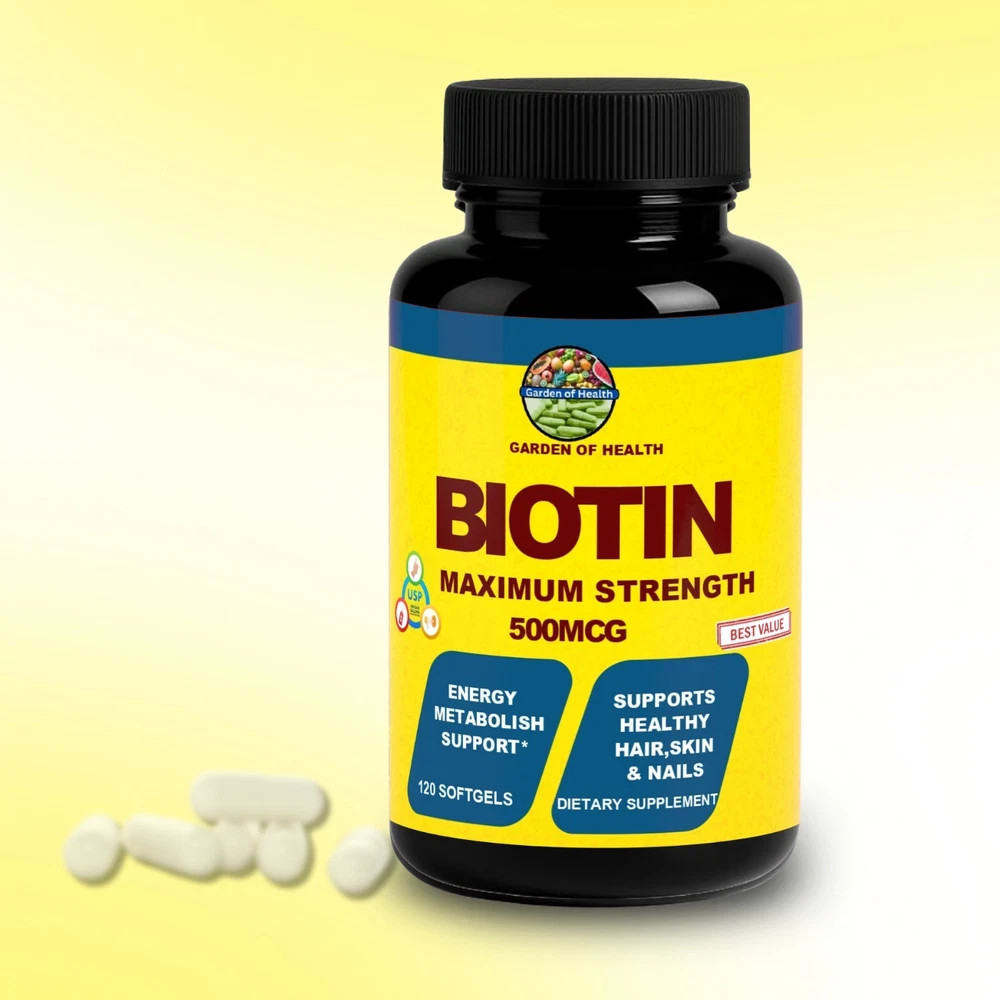 Biotin 500mcg Maximum Strength Hair Skin Nails Energy Support 120 Softgels
