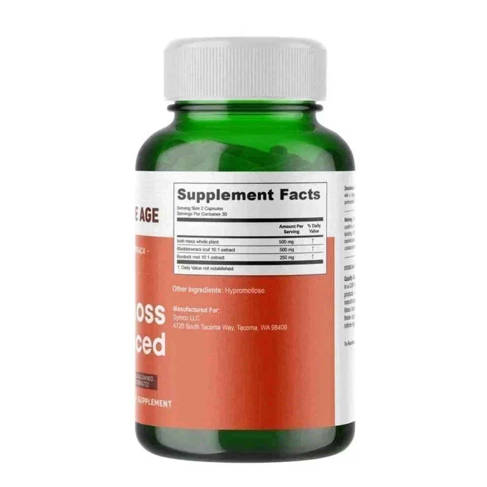 INFINITE AGE Sea Moss Advanced 1250mg Superfood – Potency 60 Capsule Pack 3，High