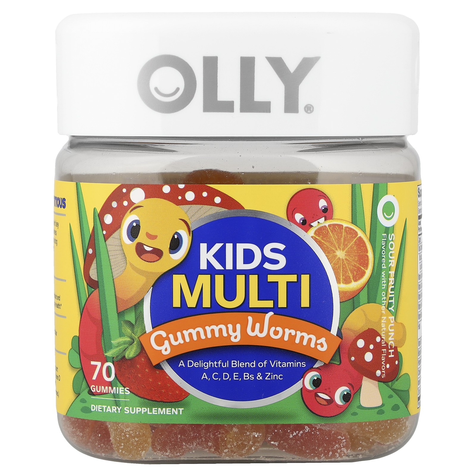 Kids Multi Gummy Worms, Sour Fruity Punch, 70 Gummies