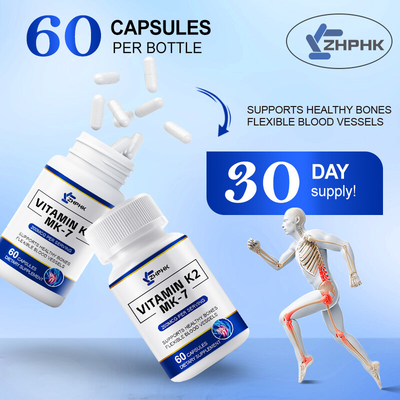 ZHPHK Vitamin K2 MK-7 200 mcg, 60 Capsules – Gluten Free and Non-GMO MK7