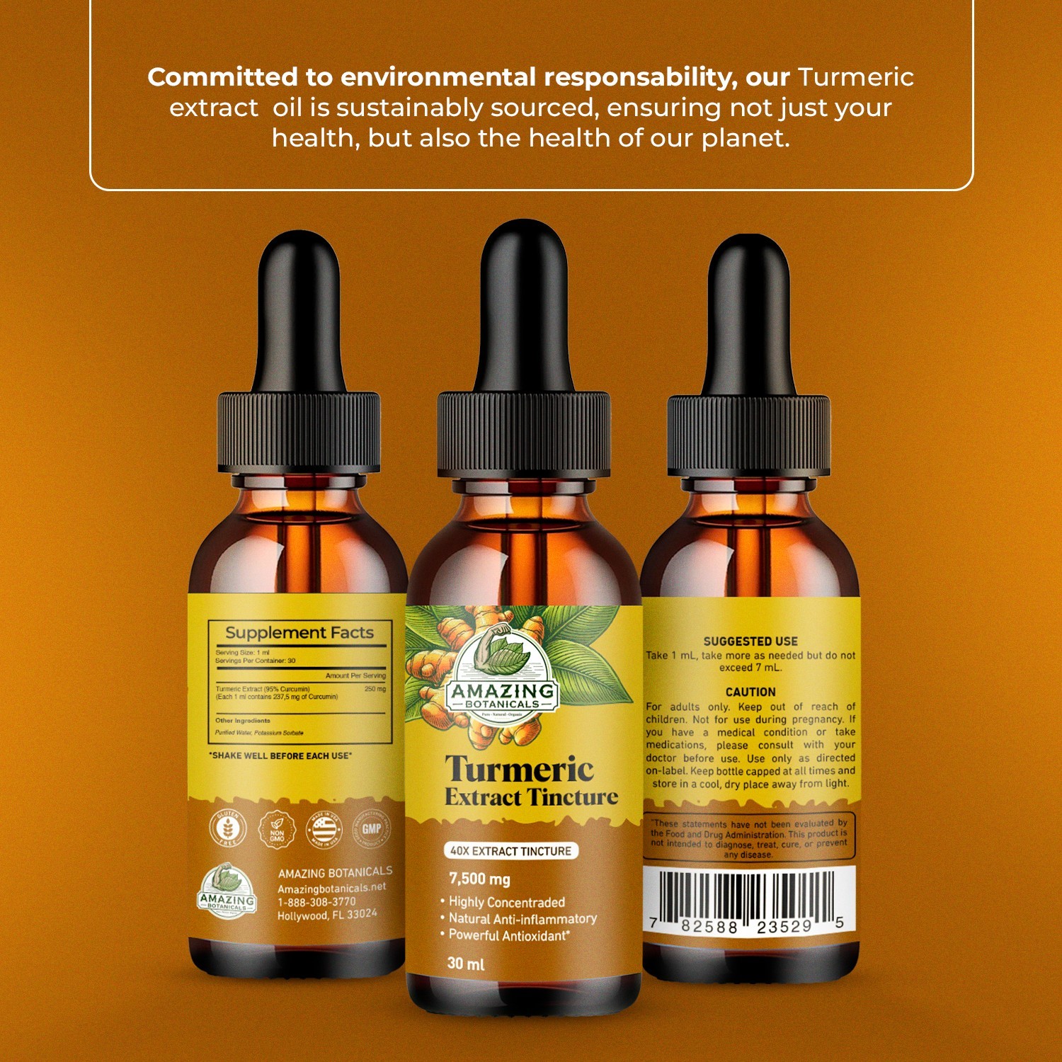 Turmeric Extract Tincture 7500 mg Organic Turmeric Curcumin Supplement