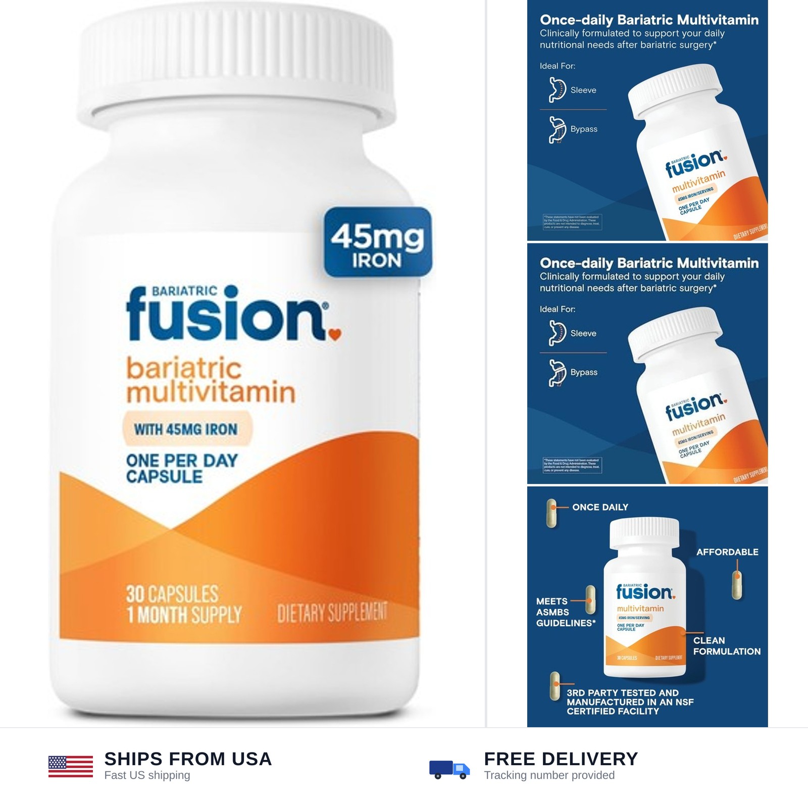 Bariatric Fusion Multivitamin with Iron for Women and Men | Once Daily Capsul…