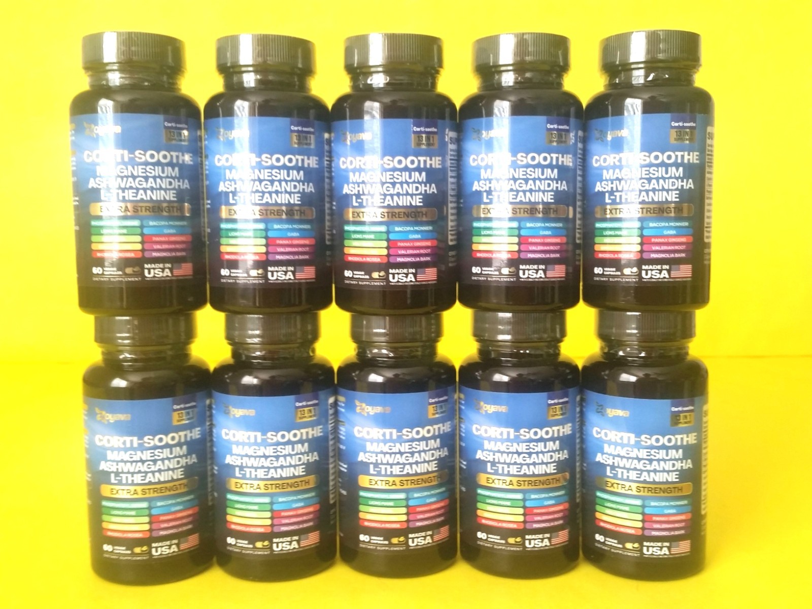 X10 SEALED) Zoyava CORTI-SOOTHE Magnesium Ashwagandha Theanine 02/28 (60 Caps)