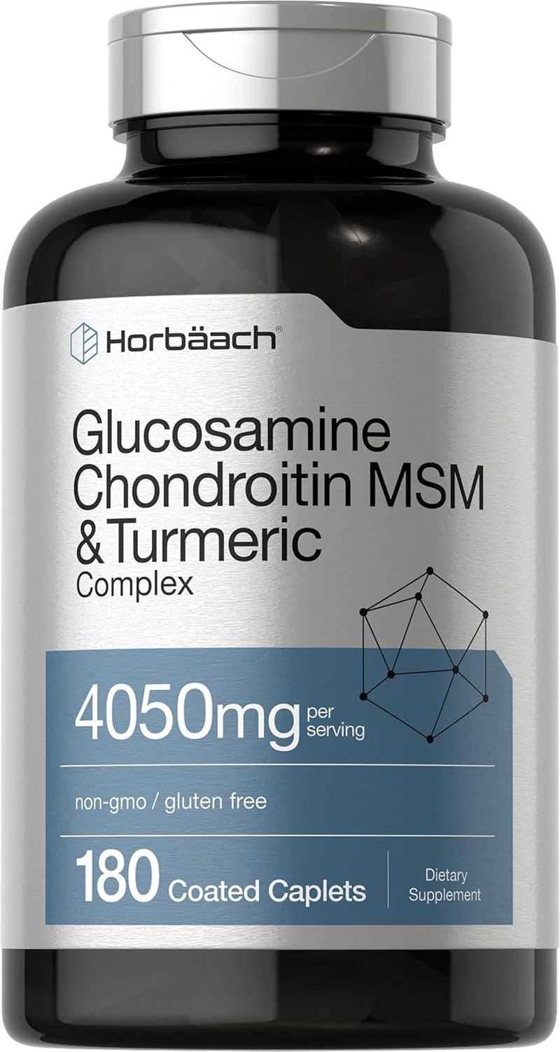 Glucosamine Chondroitin + MSM & Turmeric 180 Caplets Triple Strength Gluten Free