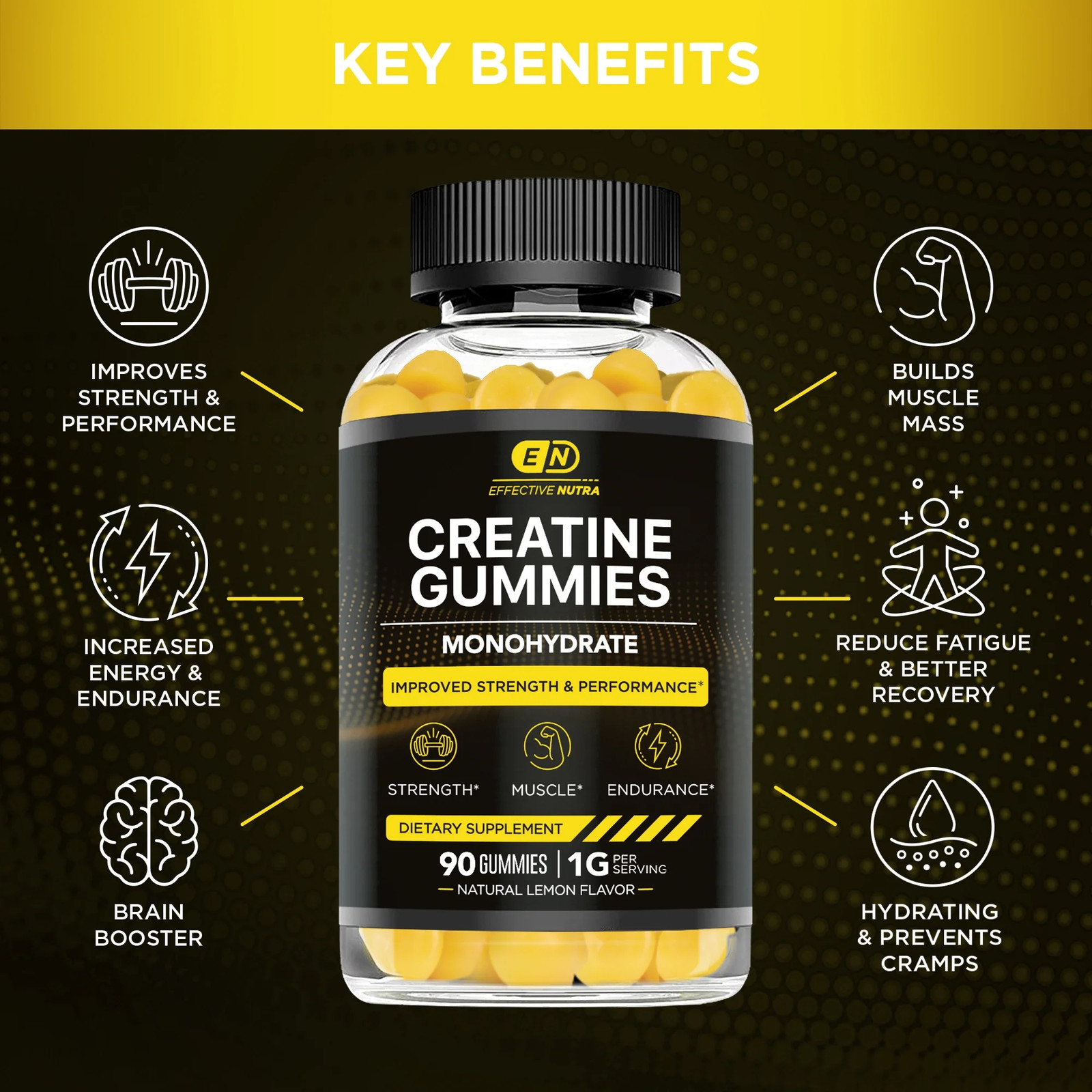 Creatine Gummies for Men & Women – Creatine Monohydrate Gummies for Strength, Mu
