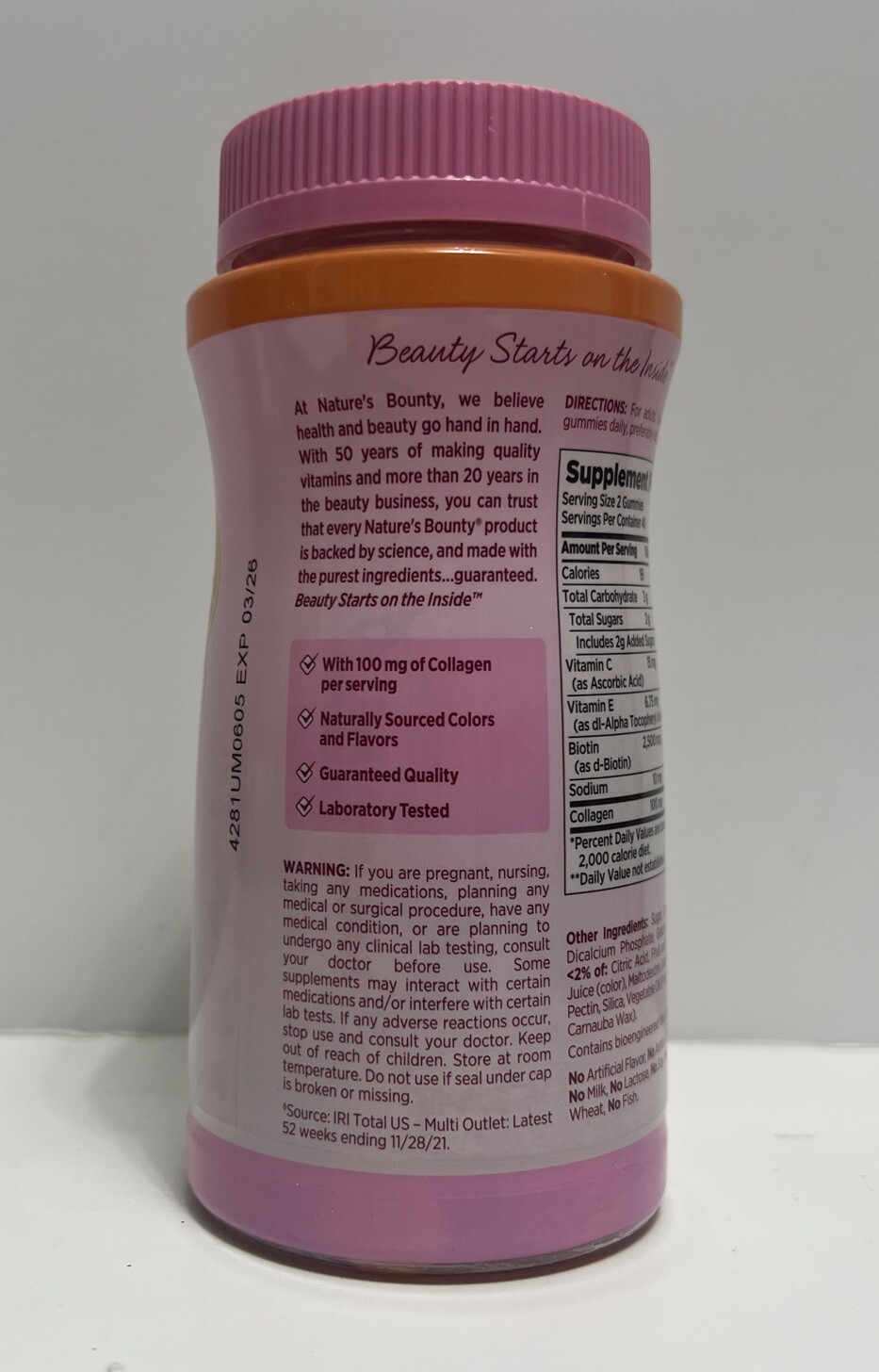 Nature’s Bounty Biotin & Collagen Hair, Skin & Nails Gummies-Citrus Flavor-80ct.